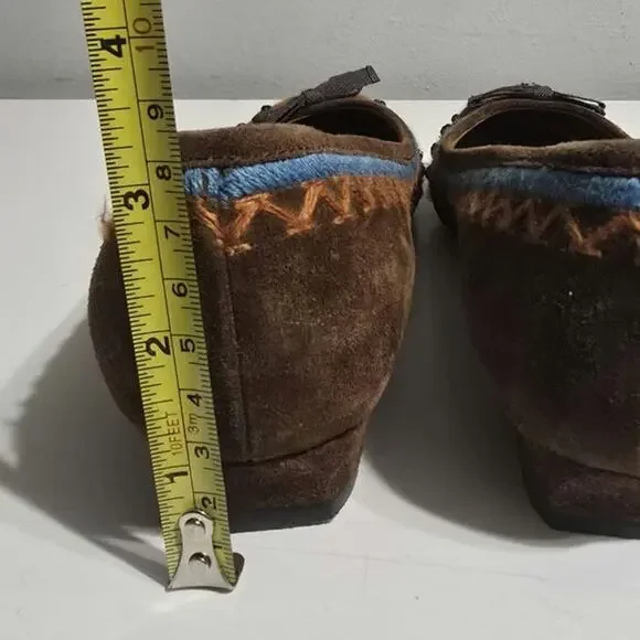 Brown Suede Miu Miu crystal embroidered Kitten heel sz 8 - Picture 9 of 9